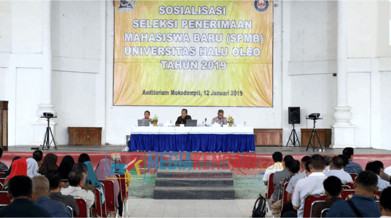 Suasana sosialisasi penerimaan mahasiswa baru (SPMB) Universitas Halu Oleo tahun 2019 (Foto : Fahruq/Mediakendari.com)