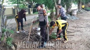 Cegah Virus Corona, Jajaran Polres Bombana Kerja Bakti Bersihkan Mapolres