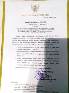 Wali Kota Kendari Instruksikan Warga Hentikan Aktifitas Selama Tiga Hari