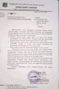 Kades se-Mubar Diperintahkan Cabut SK Pemberhentian dan Pengangkatan Perangkat Desa