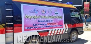 Aksi Bhayangkari Bombana Peduli, Bagikan Nasi Kotak Untuk Ojek dan Sopir Angkot