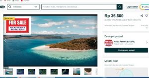Liwutampodo, Pulau Pendek di Buton Terpajang Disitus Jual Beli Online