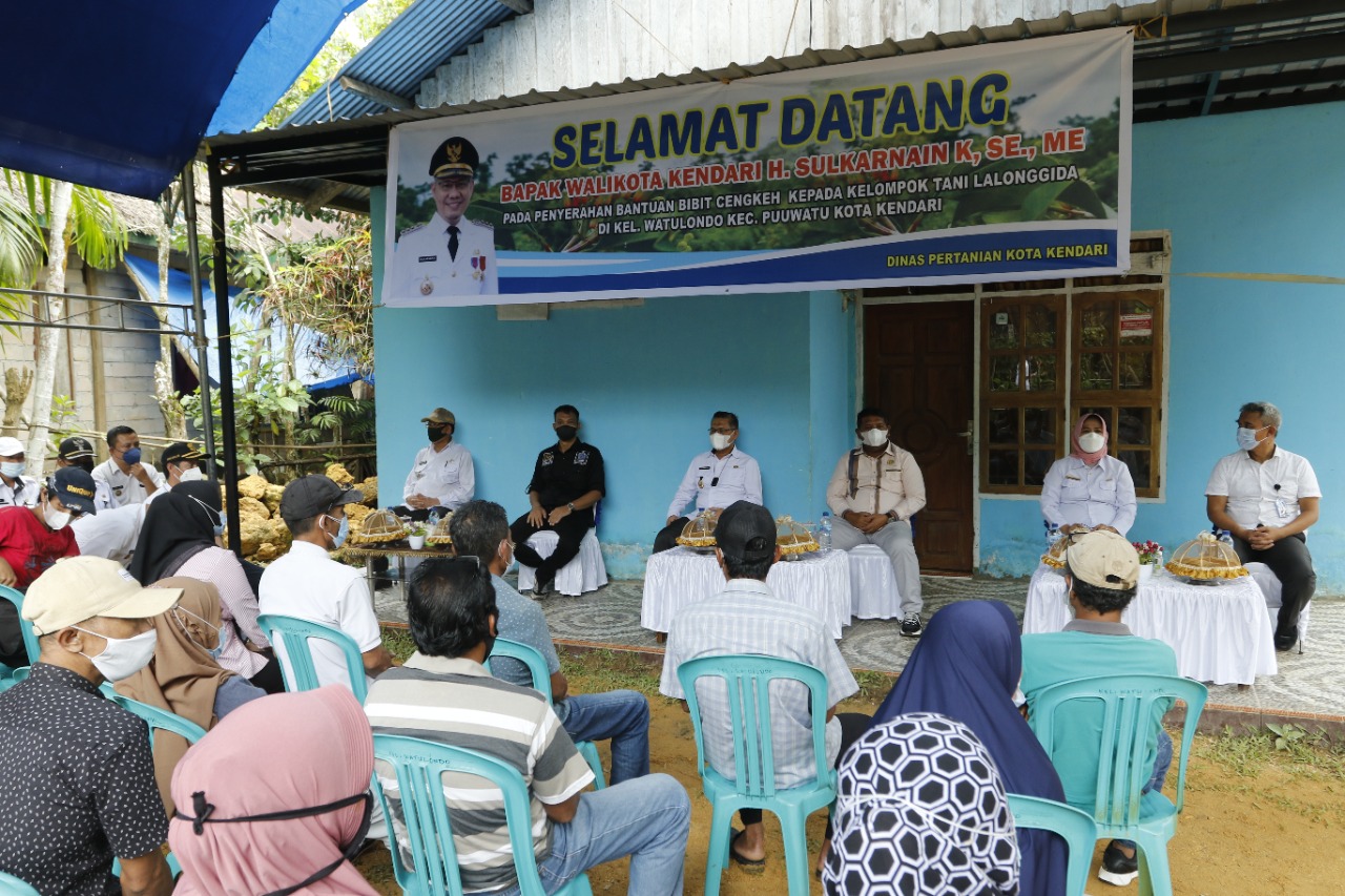 Wali Kota Kendari, Sulkarnain Kadir, saat memberikan sambutan sebelum penyerahan bibit (Foto: Ist)