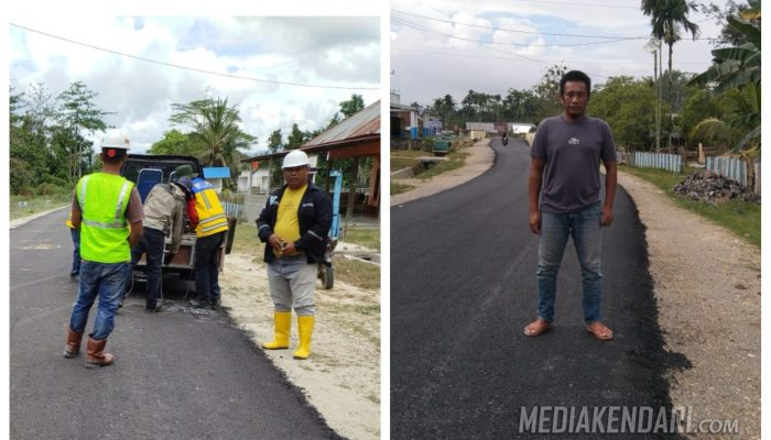 Ruas Jalan Poros Desa Wunduongohi, Lawulo dan Andabia Kecamatan Anggaberi Telah di Aspal, Warga Ucapkan ini Kerja Nyata Mantan Pj Bupati Konawe Harmin Ramba