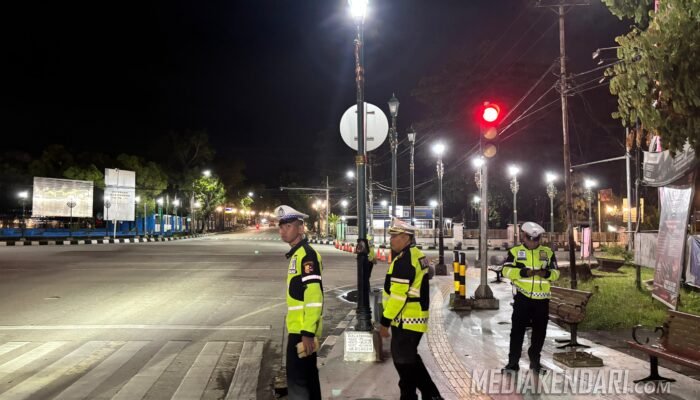 Antisipasi Balapan Liar di Kota Kendari, Ditlantas Polda Sultra Gelar Patroli Malam