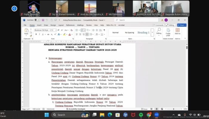 Kemenkumham Sultra Bahas Harmonisasi Raperbup Buton Utara Demi Sinkronisasi Kebijakan Daerah