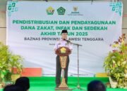 Akhiri 2025 dengan Kepedulian, Gubernur Sultra Hadiri Penyaluran Zakat Baznas