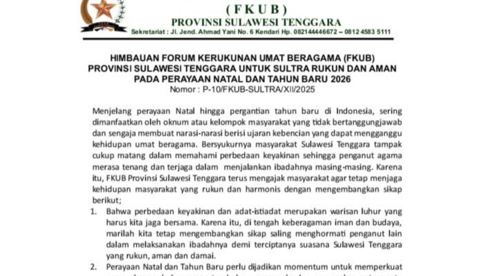 Rawan Provokasi Jelang Hari Besar, FKUB Sultra Imbau Warga Jaga Keharmonisan