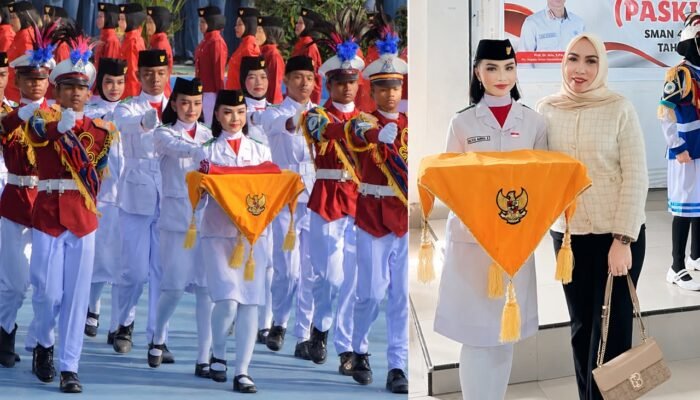 Malyqa Aurora Janyqa Bertindak sebagai Pembawa Baki pada Upacara HUT RI ke-81 di SMA Negeri 4 Kendari