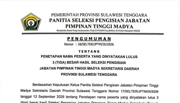 Parinringi Masuk 3 Besar Calon Sekda Sultra, Isu Kuat Pilihan Gubernur ASR