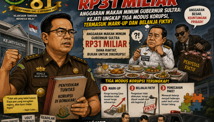 Gerak Sultra Minta Kajati Tetapkan Tersangka kasus Makan Minum Gubernur Sultra Rp31 M, Padahal Kejati Sudah Ungkap Tiga Modus Dugaan Korupsi