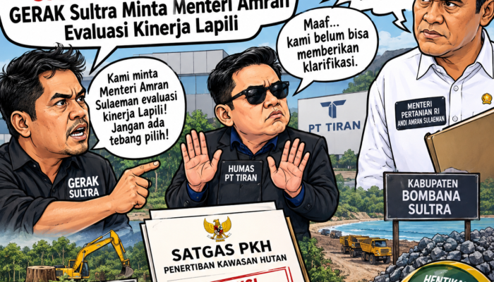 Humas PT Tiran Enggan Klarifikasi Sanksi Satgas PKH, GERAK Sultra Minta Menteri Amran Evaluasi Kinerja Lapili
