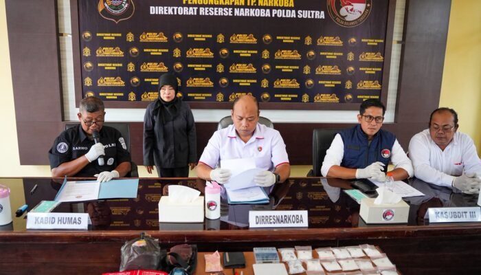 Ditresnarkoba Polda Sultra Ungkap Kasus Narkotika Lintas Provinsi, 6 Tersangka dan 2,3 Kilogram Sabu Diamankan di Kendari